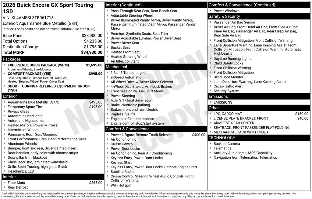 New 2026 Buick Encore GX Sport Touring w/ Comfort Package image 6