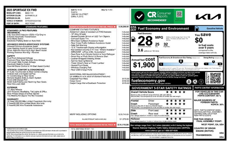 Used 2025 Kia Sportage EX FWD image 2
