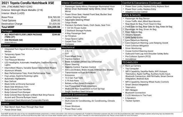 Certified 2021 Toyota Corolla XSE FWD image 35