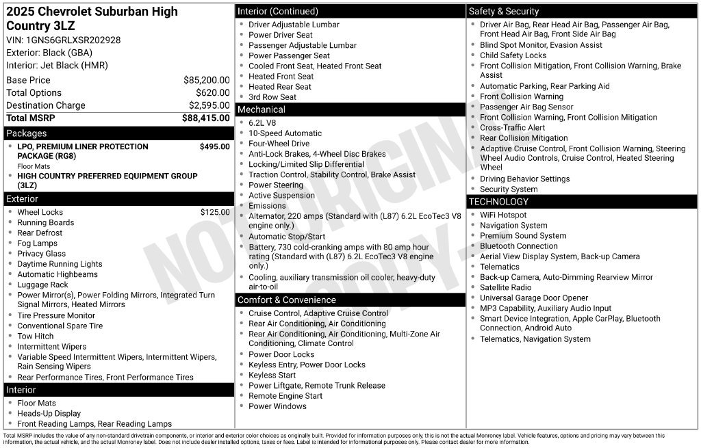 Used 2025 Chevrolet Suburban High Country AWD/4WD image 37