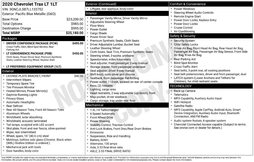 Used 2020 Chevrolet Trax LT w/ Driver Confidence Package FWD image 5