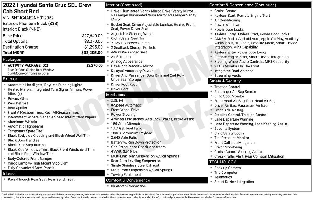 Used 2022 Hyundai Santa Cruz SEL w/ Activity Package FWD image 6