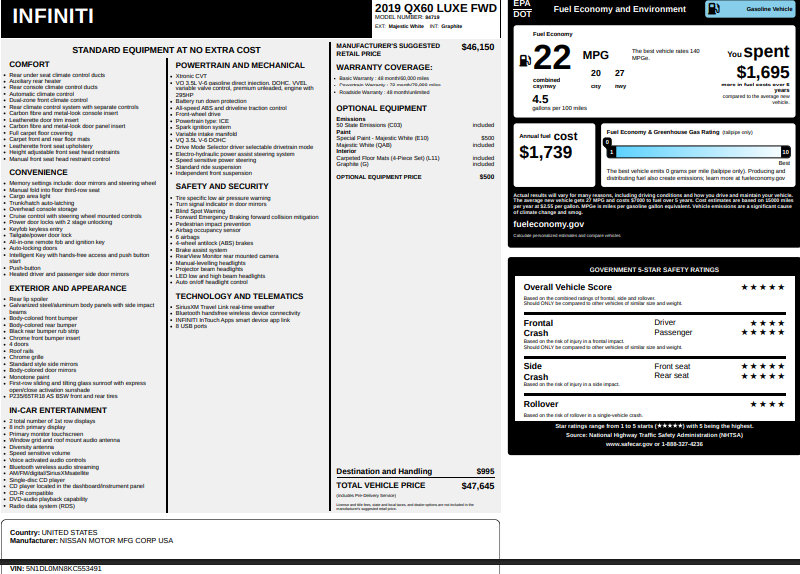 Used 2019 INFINITI QX60 Luxe image 38