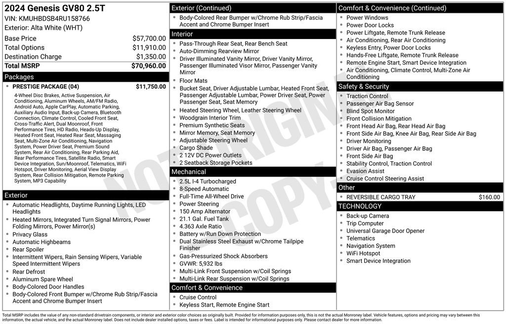 Used 2024 Genesis GV80 2.5T w/ Prestige Package AWD/4WD image 39