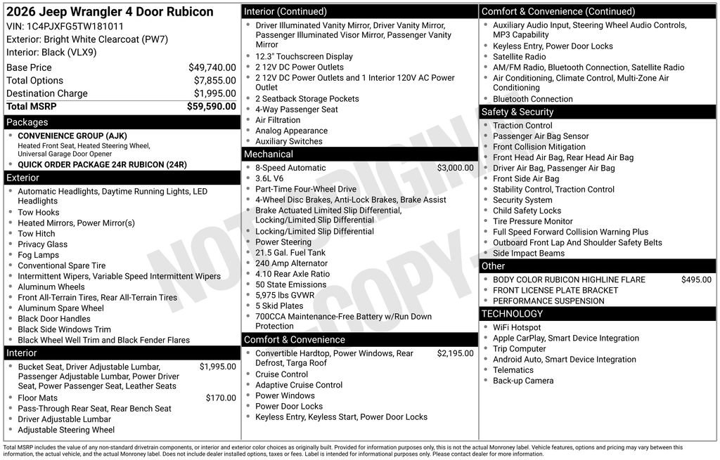 New 2026 Jeep Wrangler Unlimited Rubicon AWD/4WD image 6