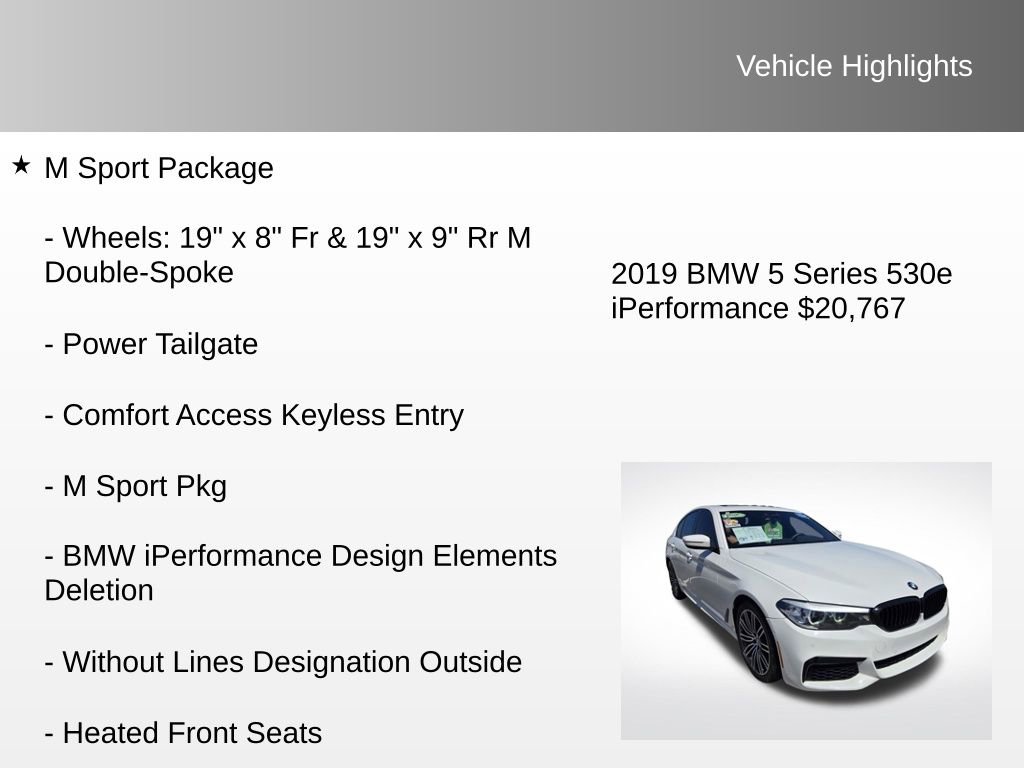 Used 2019 BMW 530e w/ M Sport Package image 12