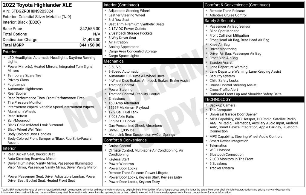 Used 2022 Toyota Highlander XLE AWD/4WD image 6