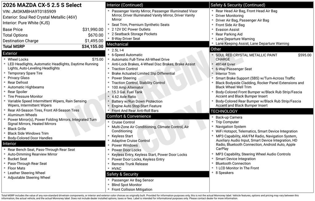 New 2026 MAZDA CX-5 Select AWD/4WD image 10