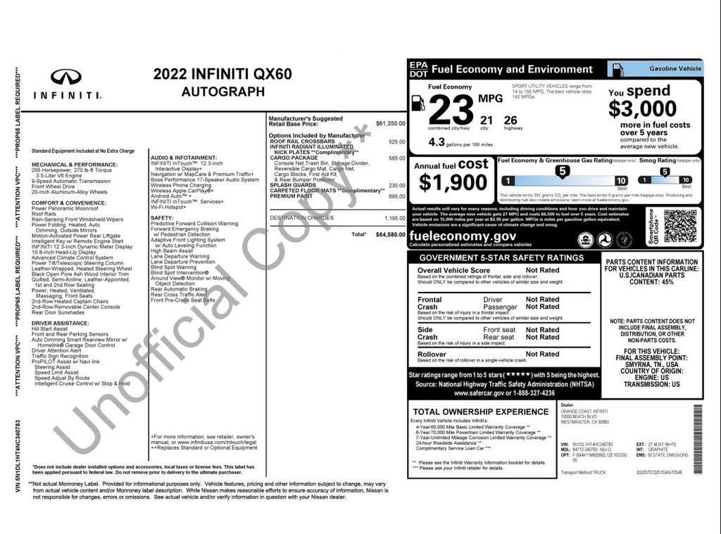 Used 2022 INFINITI QX60 Autograph w/ Cargo Package FWD image 3