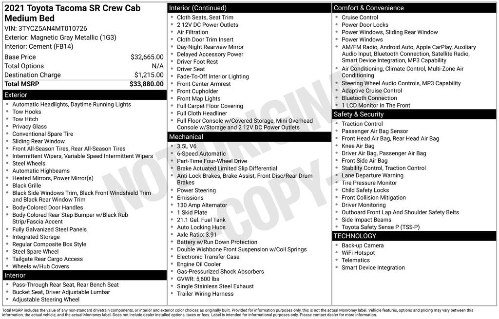 Used 2021 Toyota Tacoma SR AWD/4WD image 42