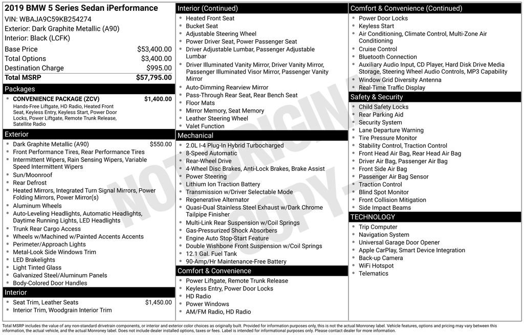 Used 2019 BMW 530e 530e iPerformance w/ Convenience Package image 3