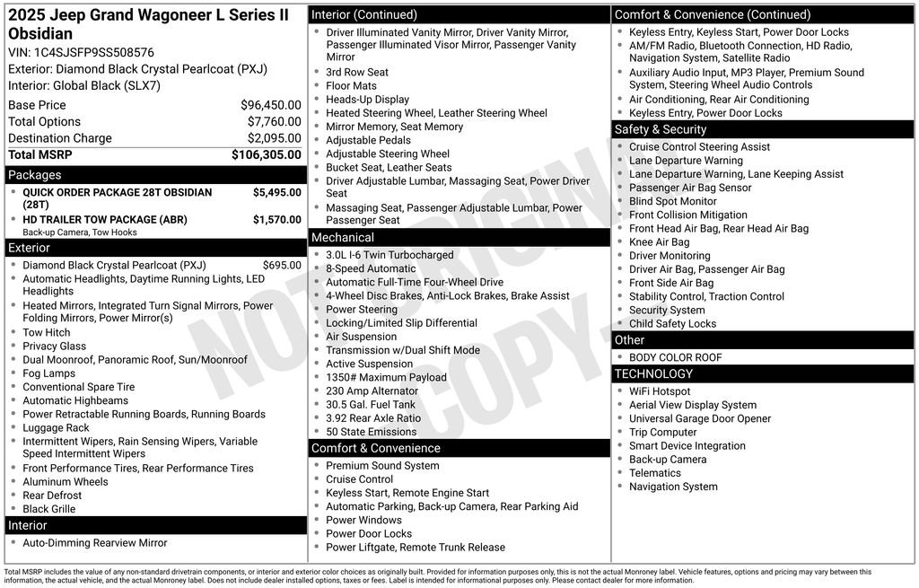 New 2025 Jeep Grand Wagoneer L Series II Obsidian w/ Quick Order Packagew 28T AWD/4WD image 40