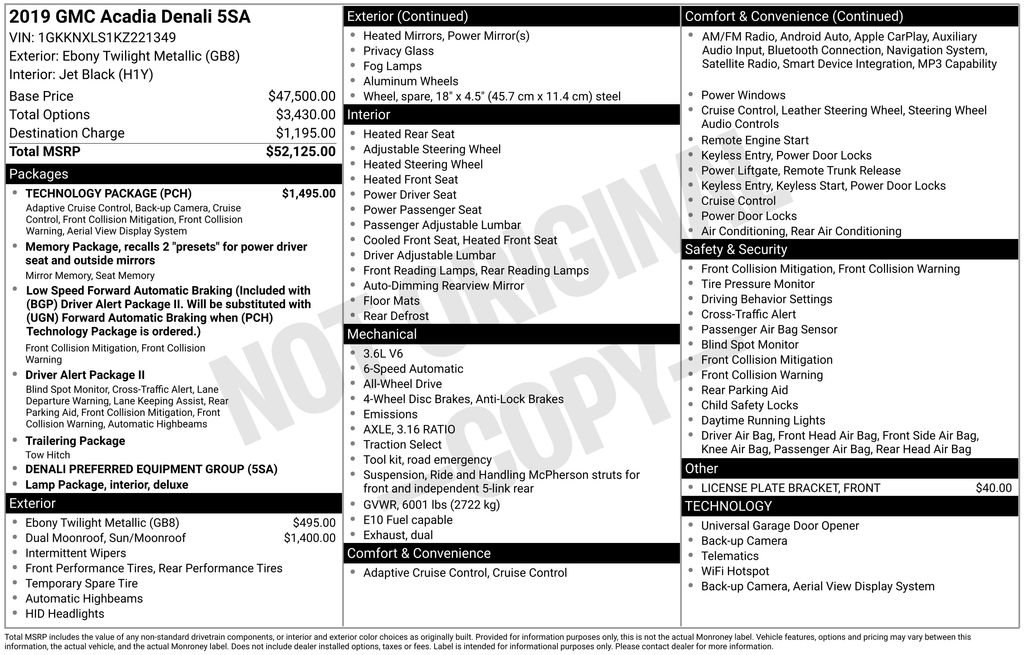 Used 2019 GMC Acadia Denali w/ Technology Package image 2