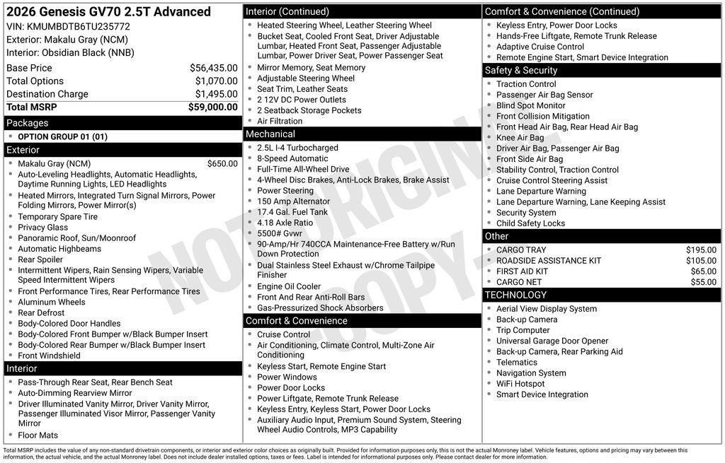 Certified 2026 Genesis GV70 2.5T Advanced AWD/4WD image 16