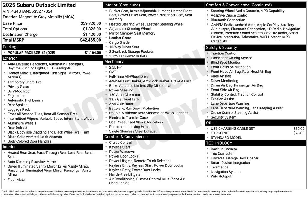Used 2025 Subaru Outback Limited w/ Popular Package #2 image 32
