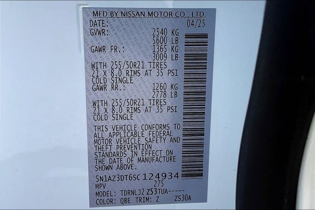 New 2025 Nissan Murano Platinum w/ Cargo Package image 12