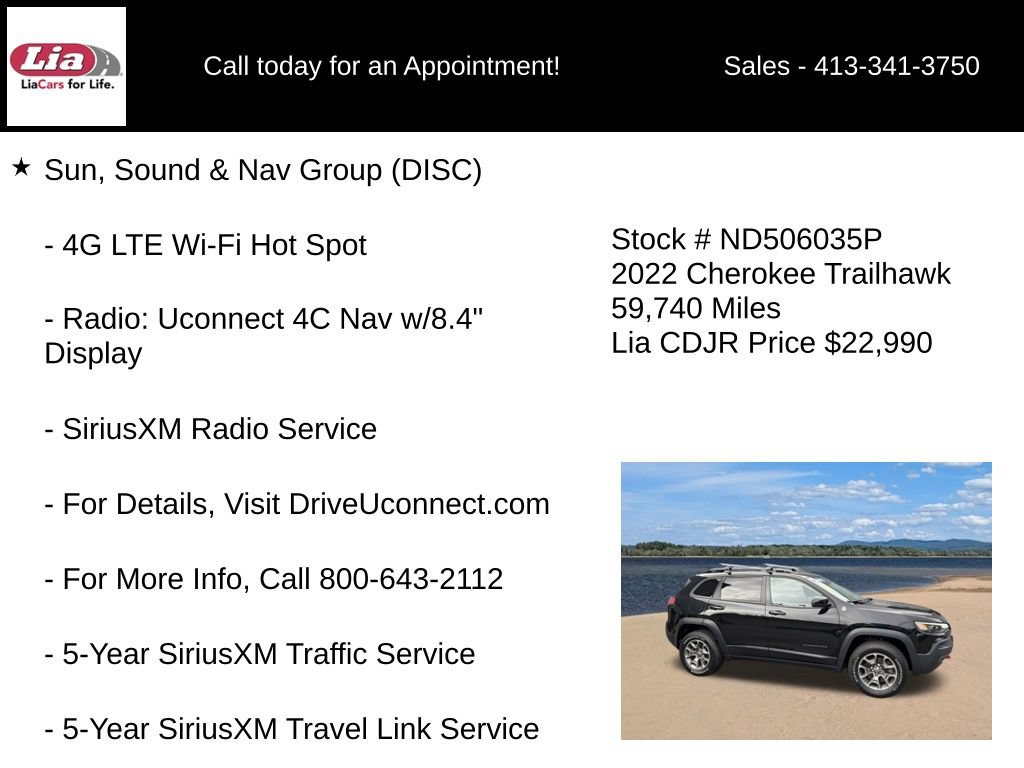 Used 2022 Jeep Cherokee Trailhawk w/ Sun, Sound & Nav Group AWD/4WD image 16