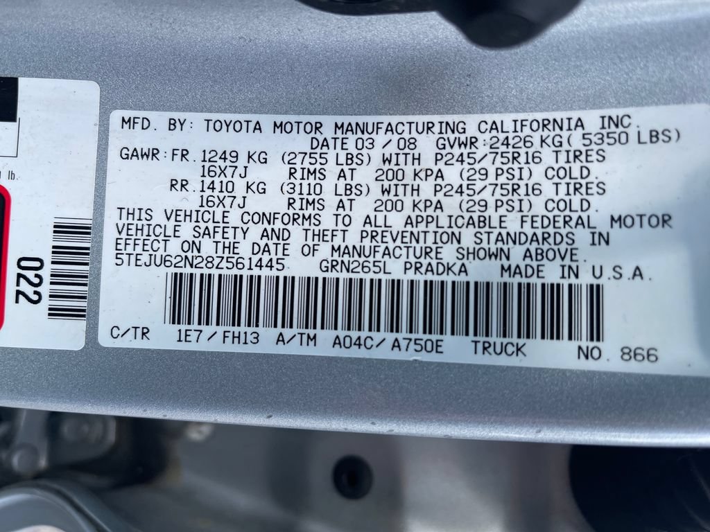 Used 2008 Toyota Tacoma PreRunner w/ SR5 Pkg #2 RWD image 29
