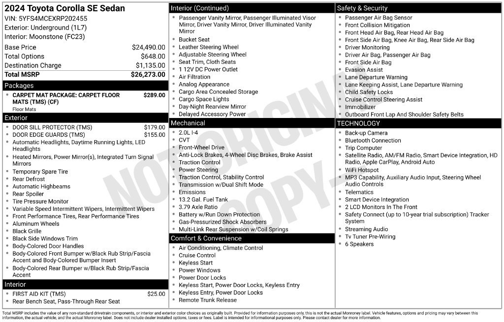 Certified 2024 Toyota Corolla SE FWD image 33