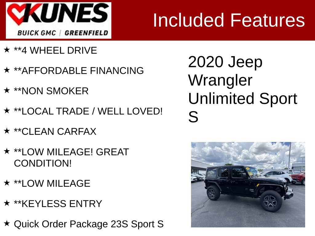 Used 2020 Jeep Wrangler Unlimited Sport S AWD/4WD image 3