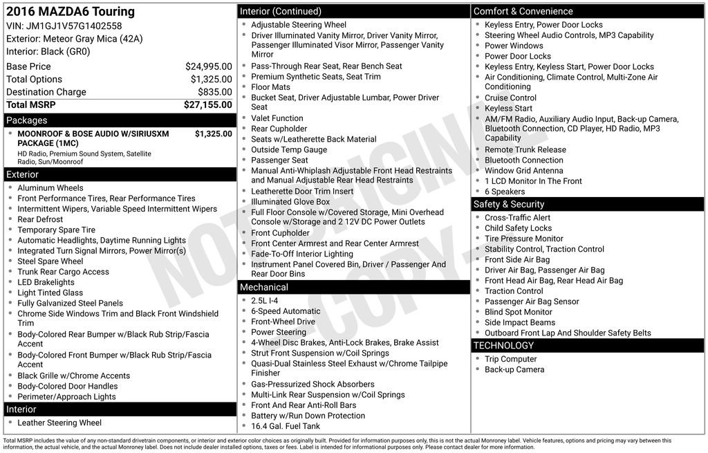 Used 2016 MAZDA MAZDA6 Touring image 15