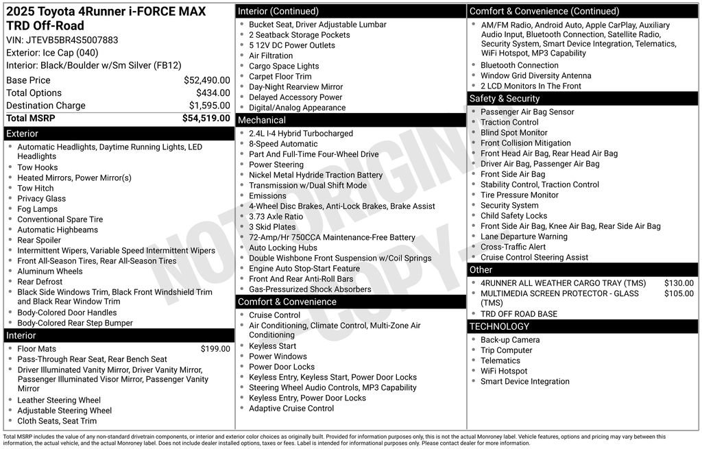 Certified 2025 Toyota 4Runner TRD Off-Road AWD/4WD image 62