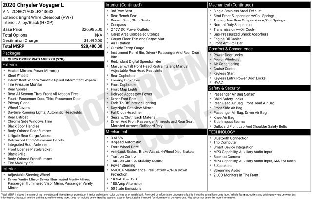 Used 2020 Chrysler Voyager L FWD image 35