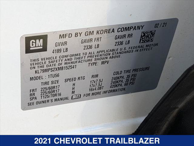 Used 2021 Chevrolet TrailBlazer LT FWD image 24