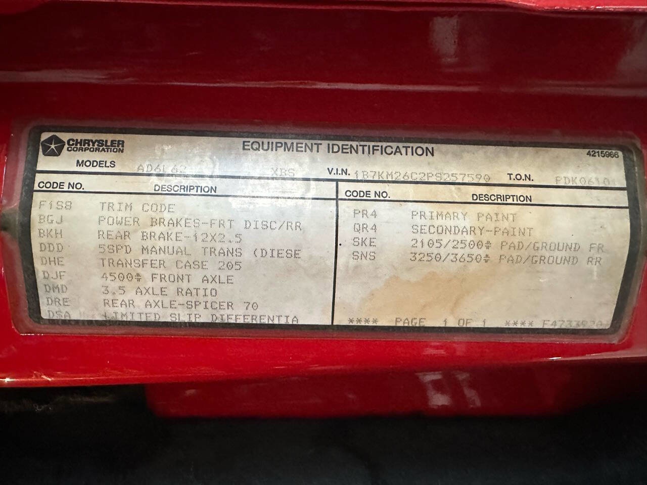 Used 1993 Dodge D/W Truck 250 image 33