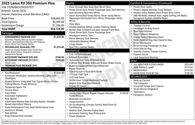Certified 2025 Lexus RX 350 Premium Plus w/ Convenience Package image 55
