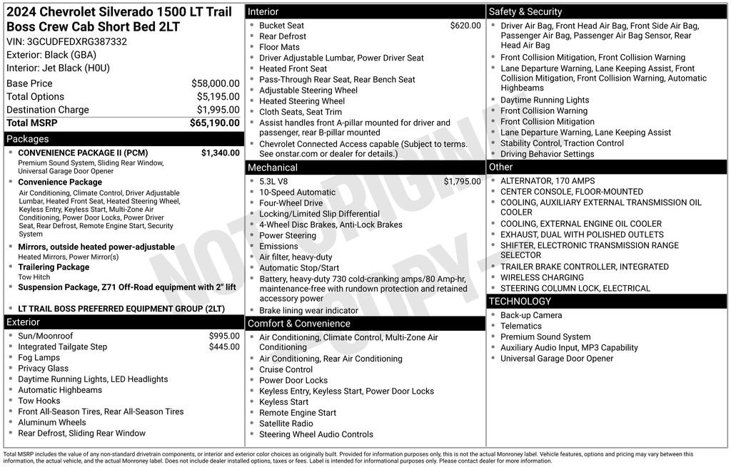 Used 2024 Chevrolet Silverado 1500 LT Trail Boss w/ Convenience Package II AWD/4WD image 4