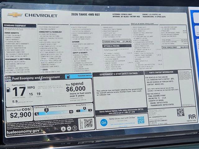 New 2026 Chevrolet Tahoe RST w/ RST Capability Package image 16