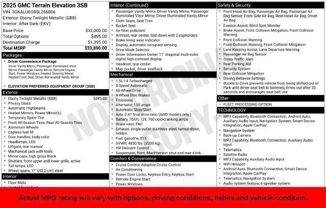Used 2025 GMC Terrain Elevation AWD/4WD image 44