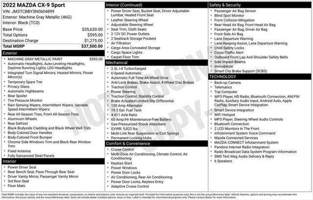 Used 2022 MAZDA CX-9 Sport AWD/4WD image 2