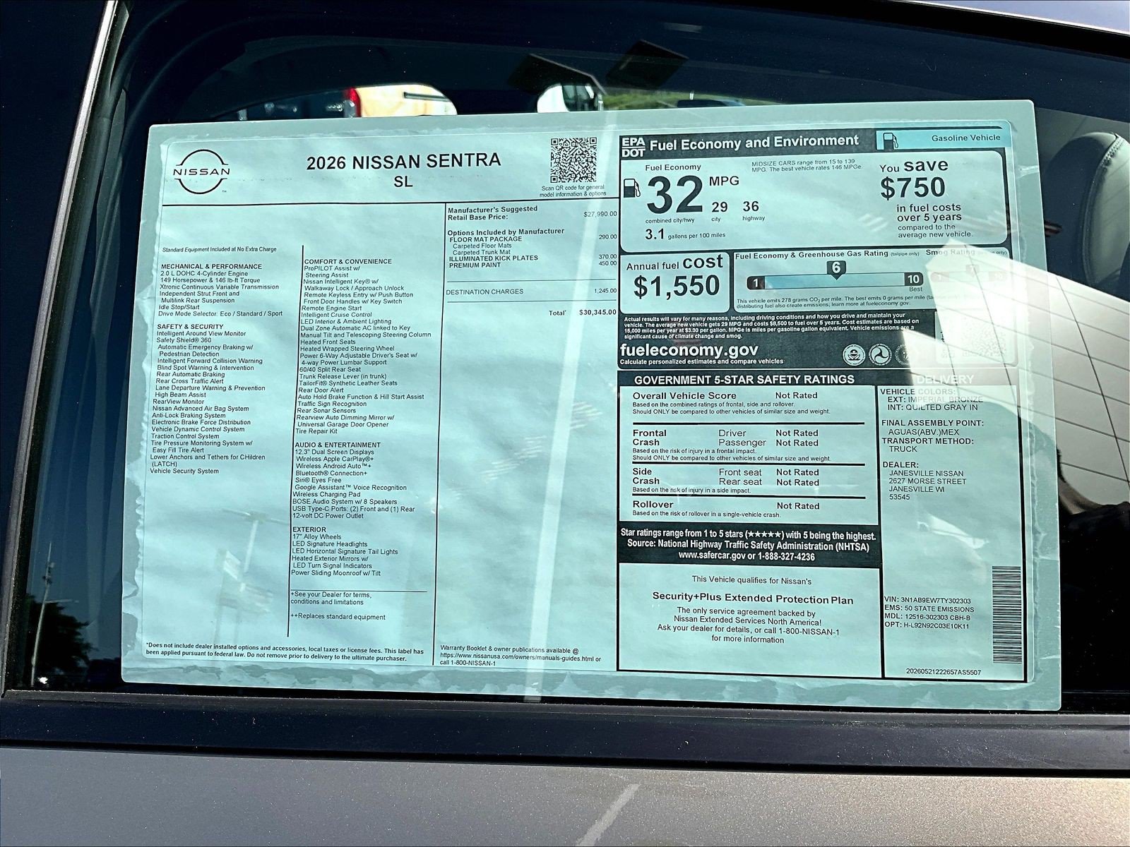 New 2026 Nissan Sentra SL w/ Floor Mat Package FWD image 15