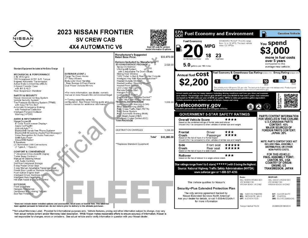 Used 2023 Nissan Frontier SV w/ SV Convenience Package AWD/4WD image 6