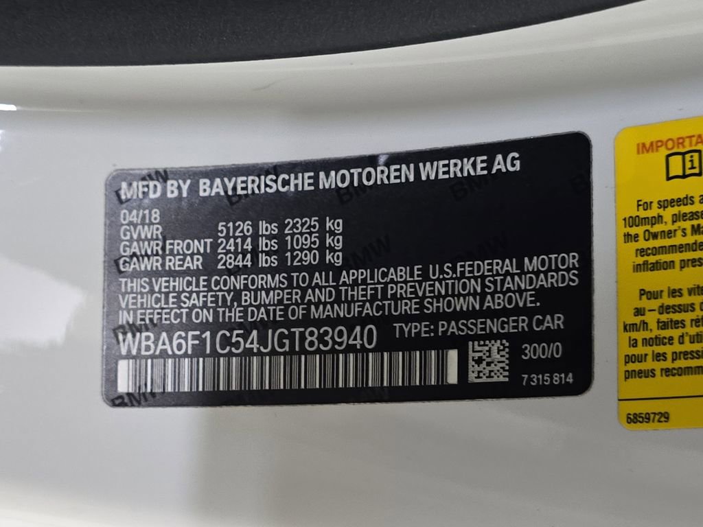 Used 2018 BMW 640i Convertible w/ Executive Package RWD image 33