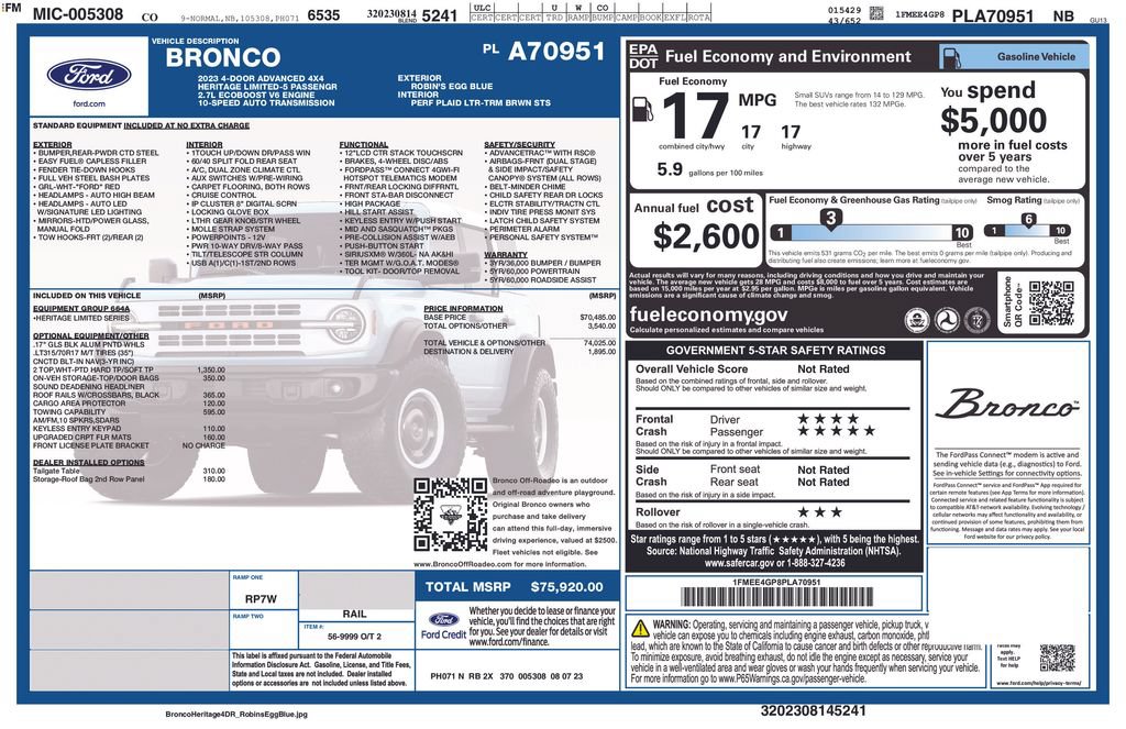 Used 2023 Ford Bronco Heritage Edition AWD/4WD image 38