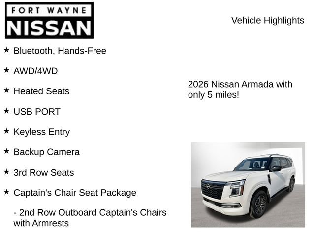 New 2026 Nissan Armada SL w/ Captain's Chari Seat Package image 8