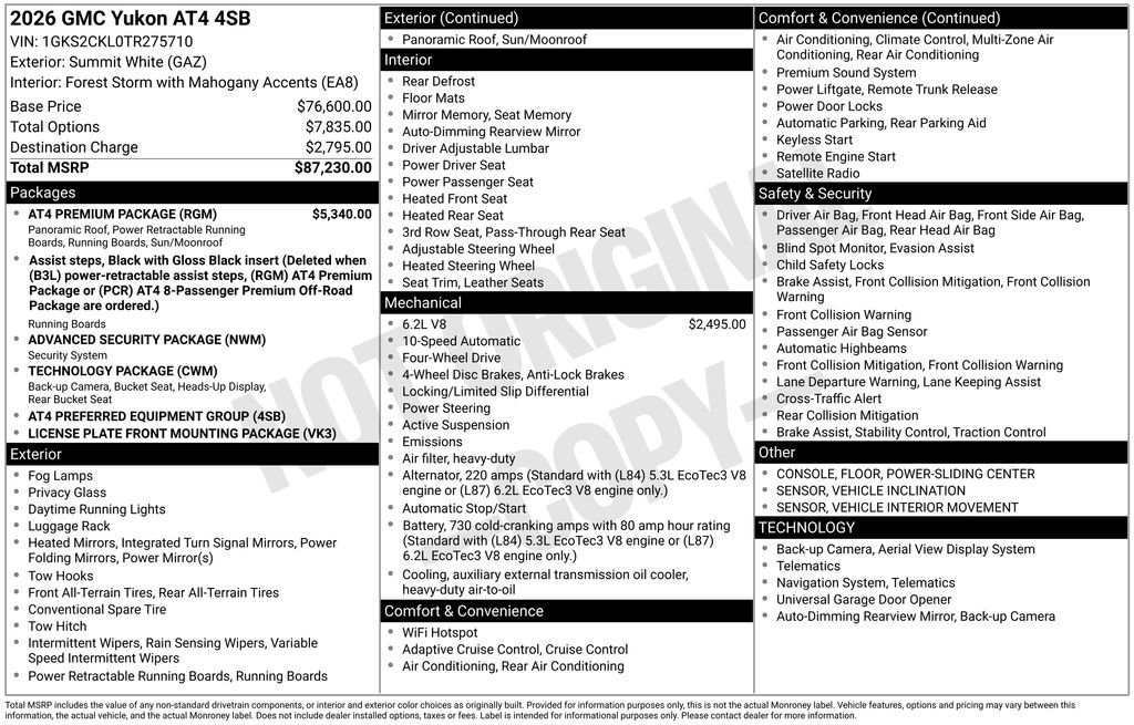 New 2026 GMC Yukon AT4 w/ AT4 Premium Package image 6