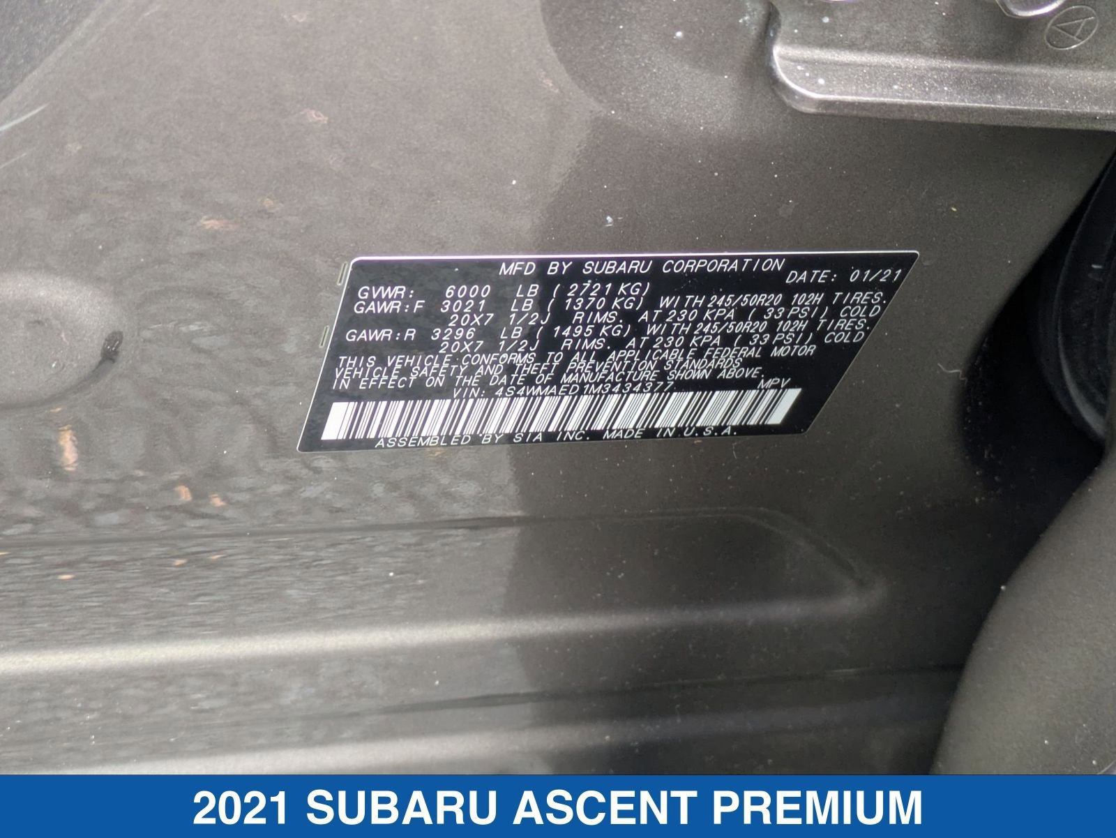 Certified 2021 Subaru Ascent Premium w/ Sport Package AWD/4WD image 41