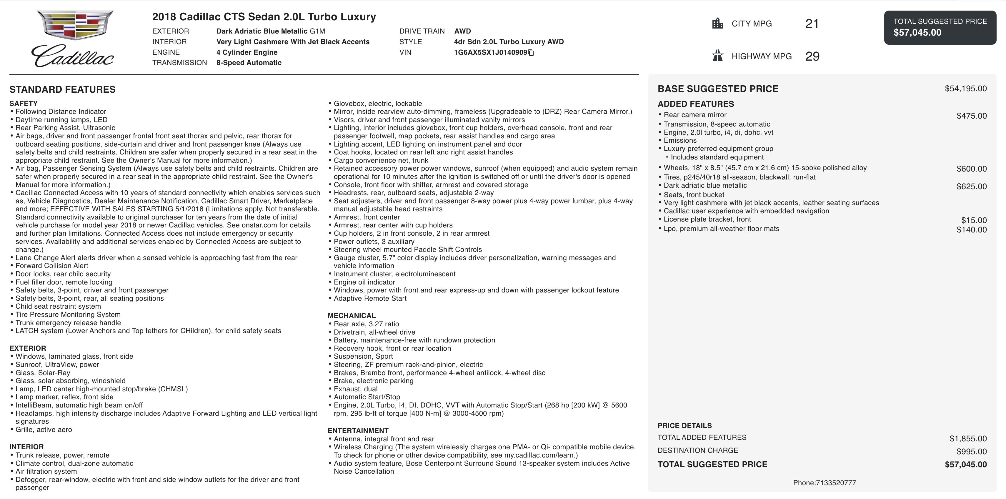 Used 2018 Cadillac CTS Luxury image 2