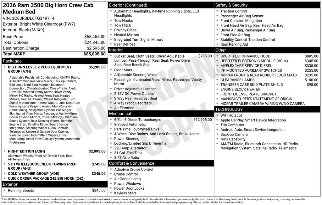 New 2026 RAM 3500 Big Horn AWD/4WD image 6