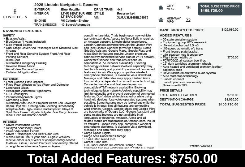 Used 2025 Lincoln Navigator L Reserve AWD/4WD image 3