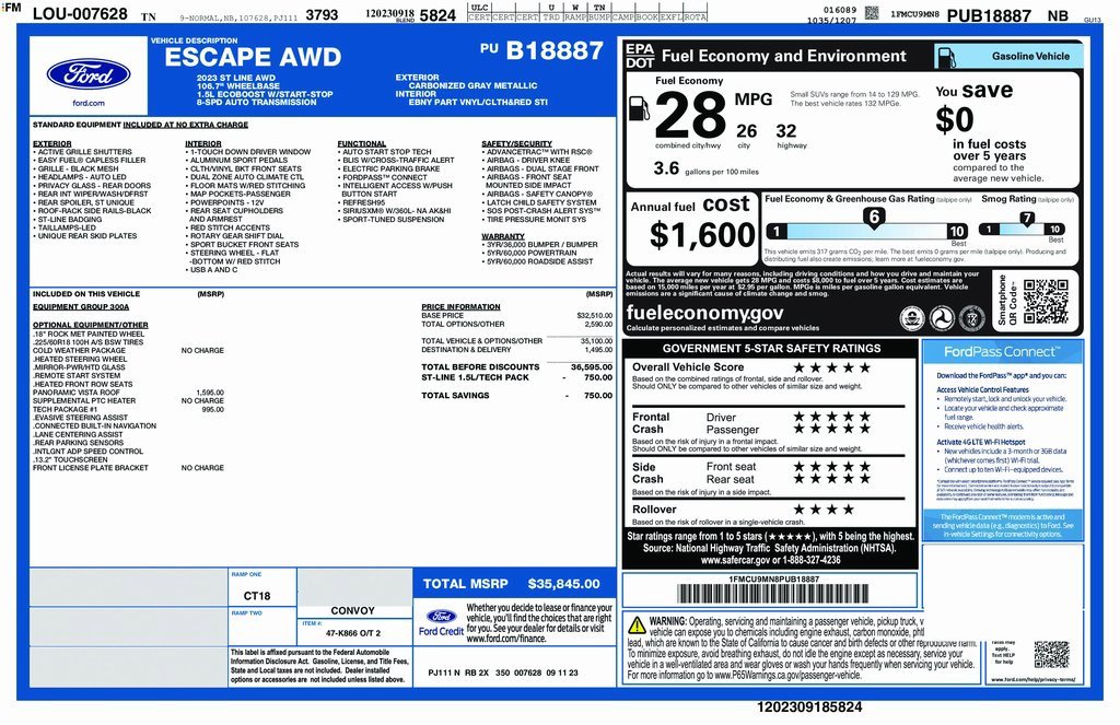 Used 2023 Ford Escape ST-Line w/ Tech Pack #1