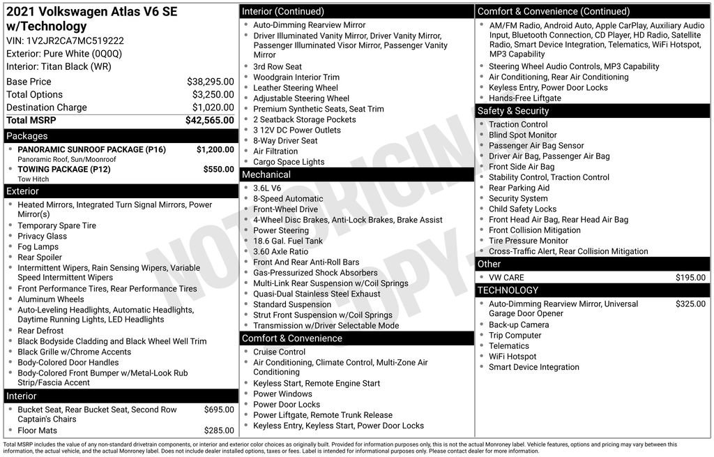 Used 2021 Volkswagen Atlas SE w/ Panoramic Sunroof Package FWD image 56
