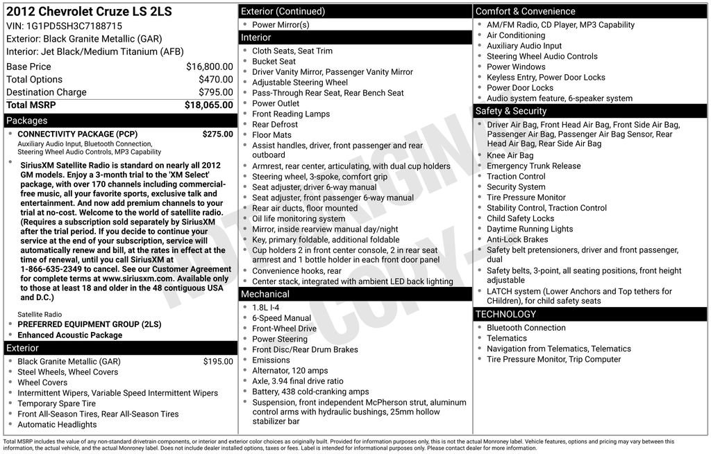 Used 2012 Chevrolet Cruze LS w/ Connectivity Package FWD image 22