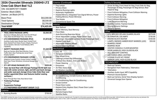 New 2026 Chevrolet Silverado 2500 LTZ w/ Trail Boss Package AWD/4WD image 6