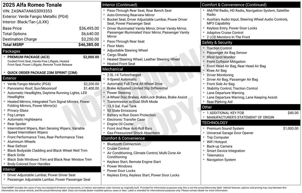 Used 2025 Alfa Romeo Tonale w/ Premium Package AWD/4WD image 9