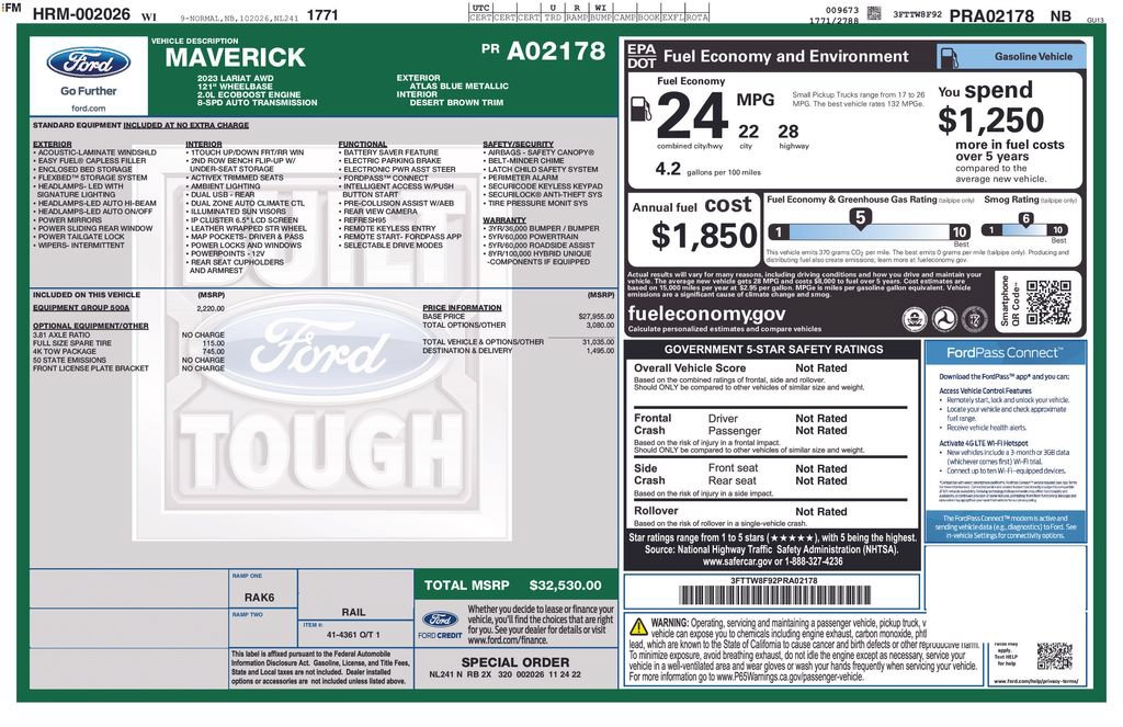 Used 2023 Ford Maverick Lariat w/ Equipment Group 500A Standard AWD/4WD image 46